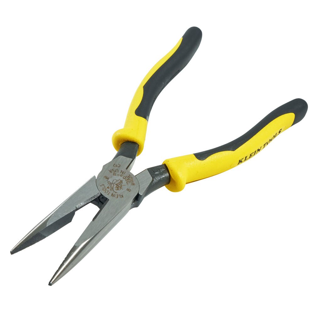 Klein Tools J203-8 Pliers, Long Nose Side-Cutters, 8"