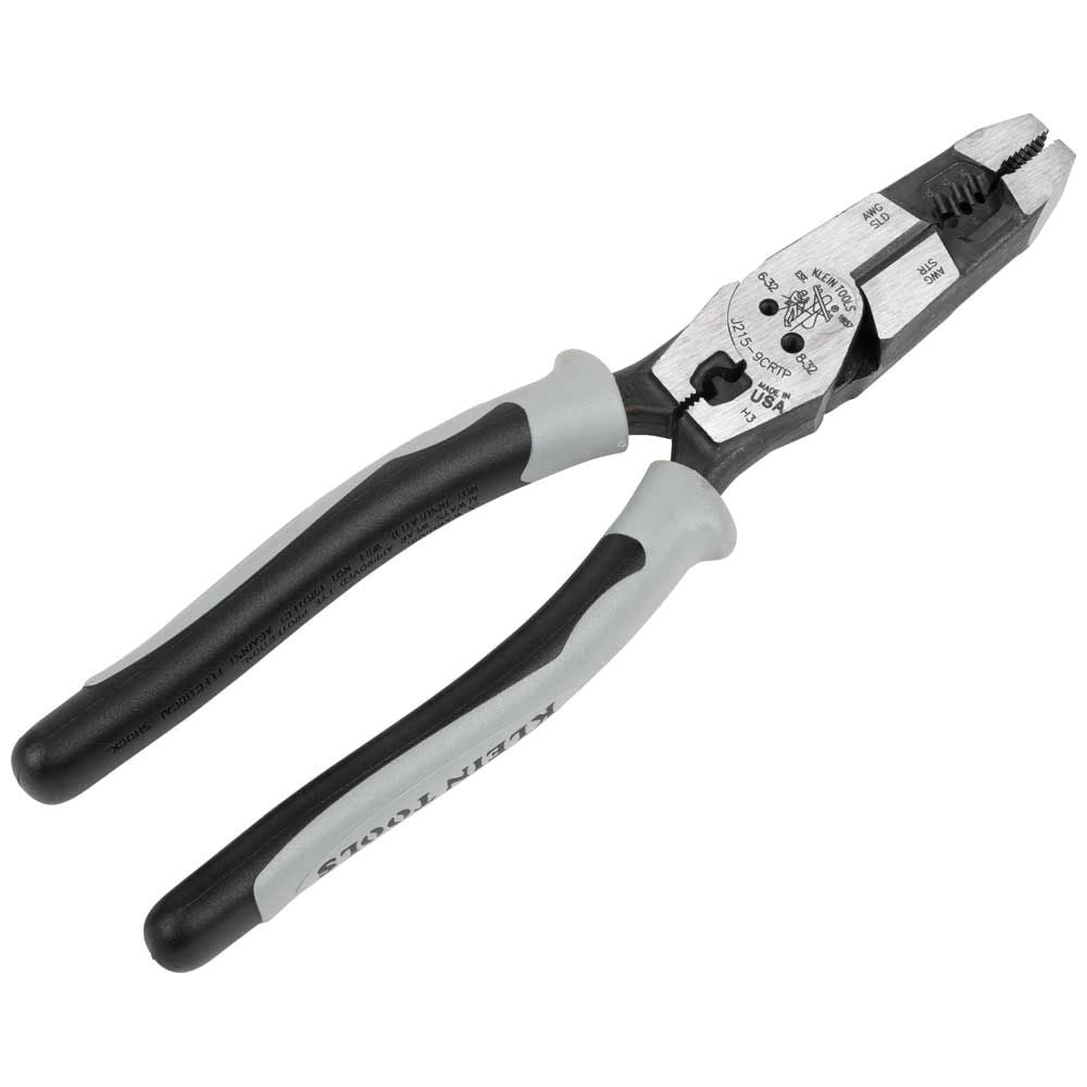 Klein J2159CRTP Hybrid Pliers with Crimper, Fish Tape Puller and Wire Stripper