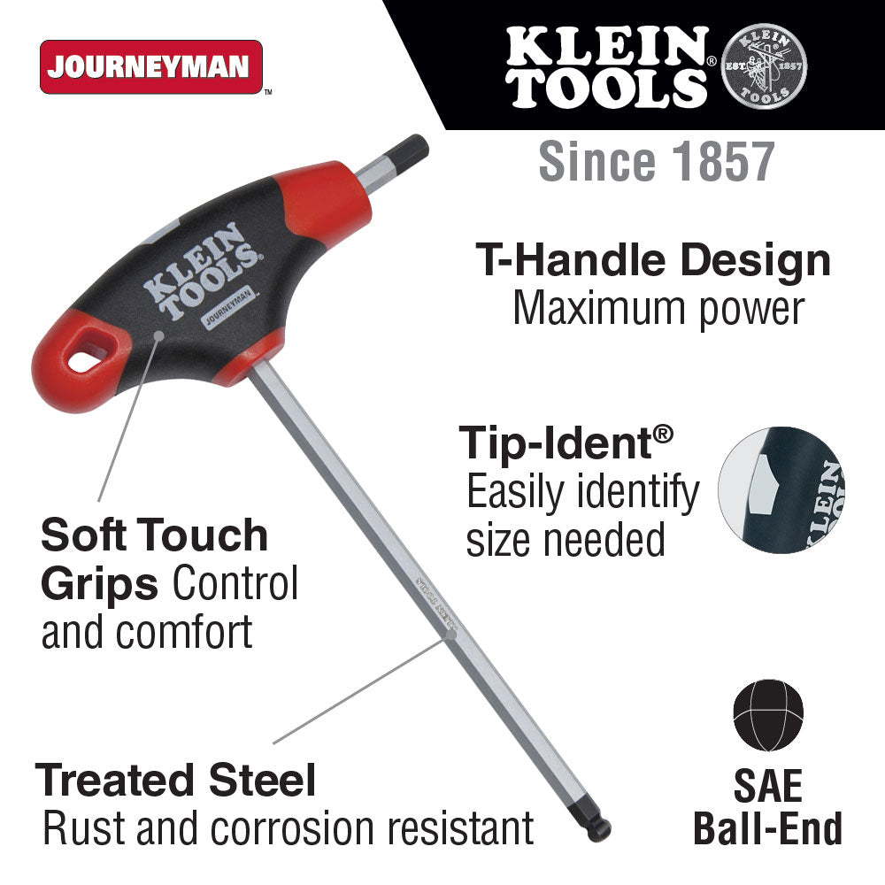 Klein Tools JTH610EB 6" SAE Ball End T-Handle Set with Stand