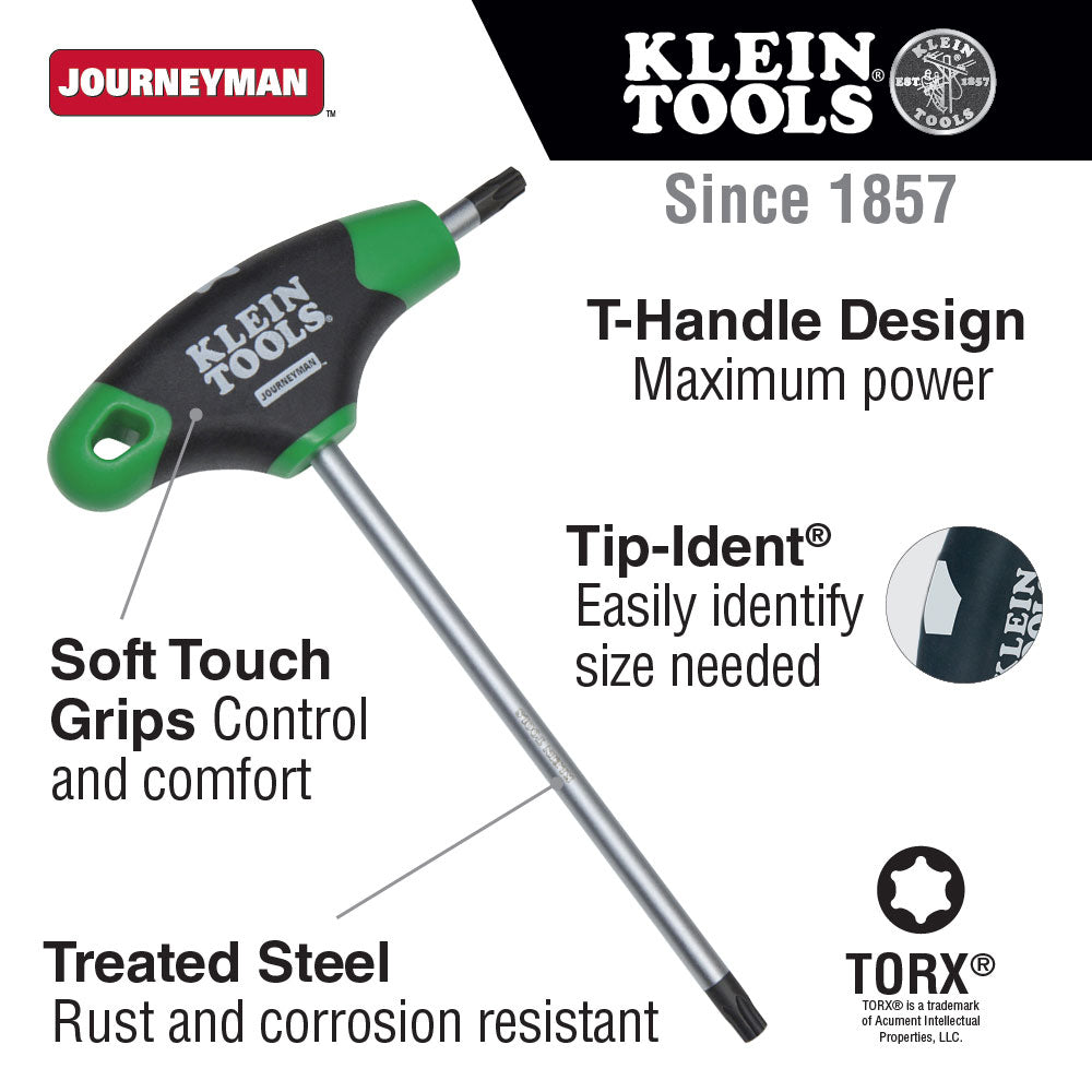 Klein Tools JTH67T TORX T-Handle Hex Key Set and Stand, 6", 7-Pc