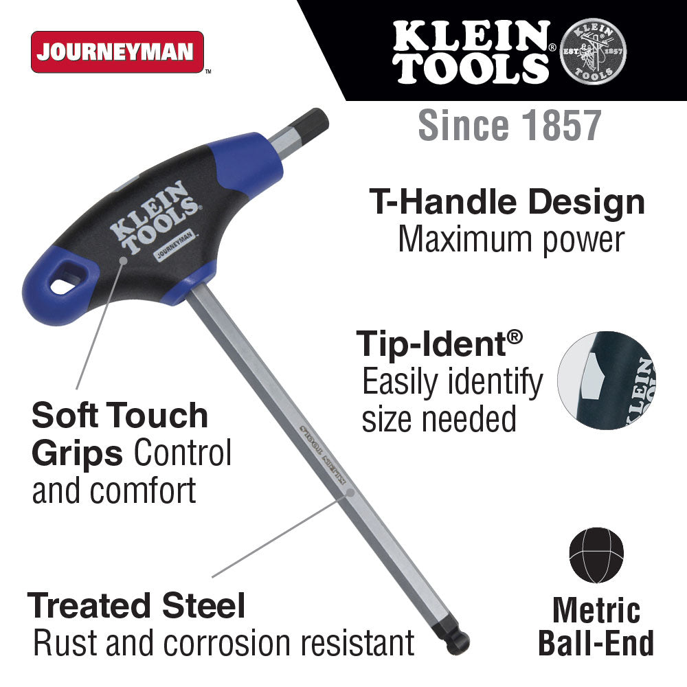 Klein Tools JTH68MB 6" Metric Ball End T-Handle Set 8-Piece