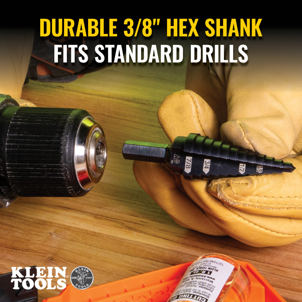 Klein KTSBSPRO Premium Electrician's 3/8-Inch Hex Step Bit Set, 3 Piece