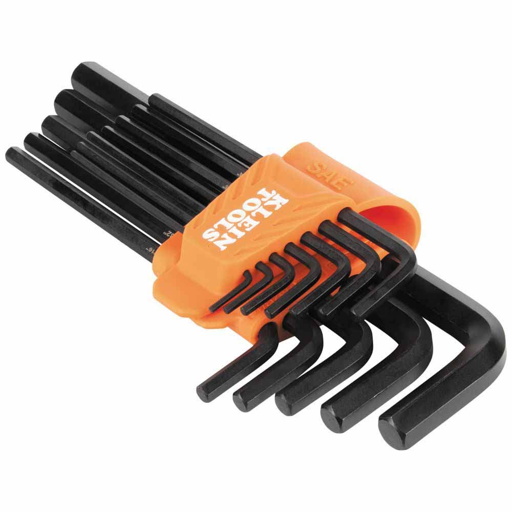 Klein LS12 L-Style Long Hex Key Set, SAE, 12-Piece