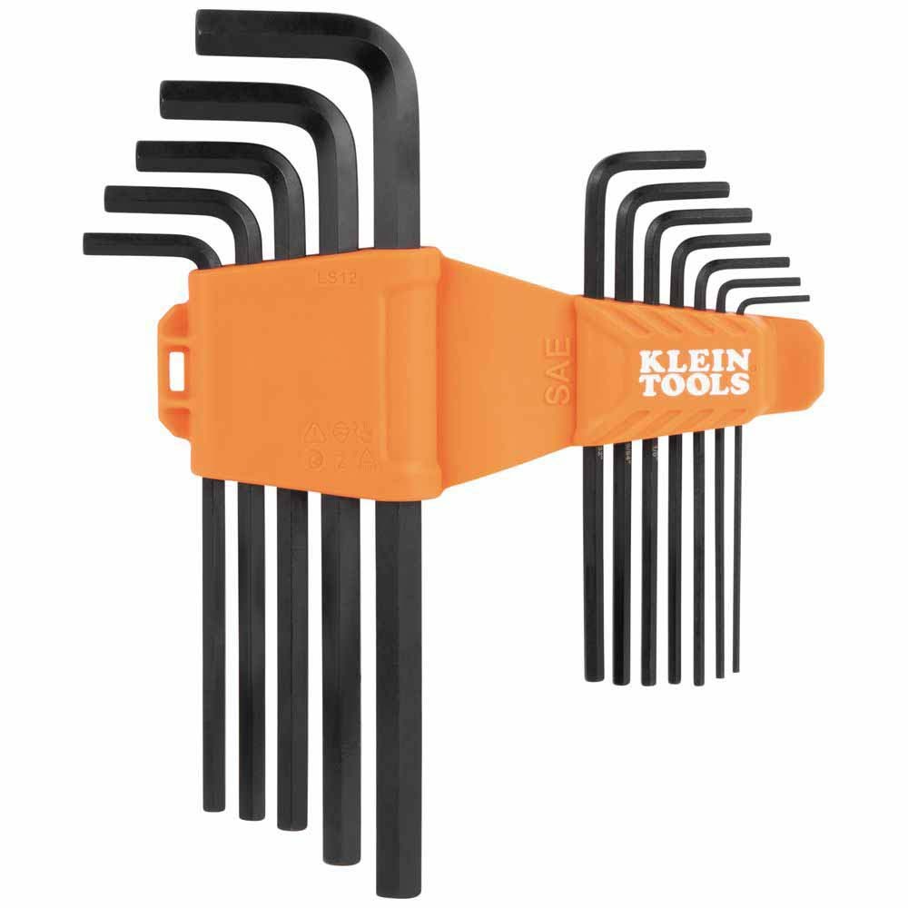 Klein LS12 L-Style Long Hex Key Set, SAE, 12-Piece