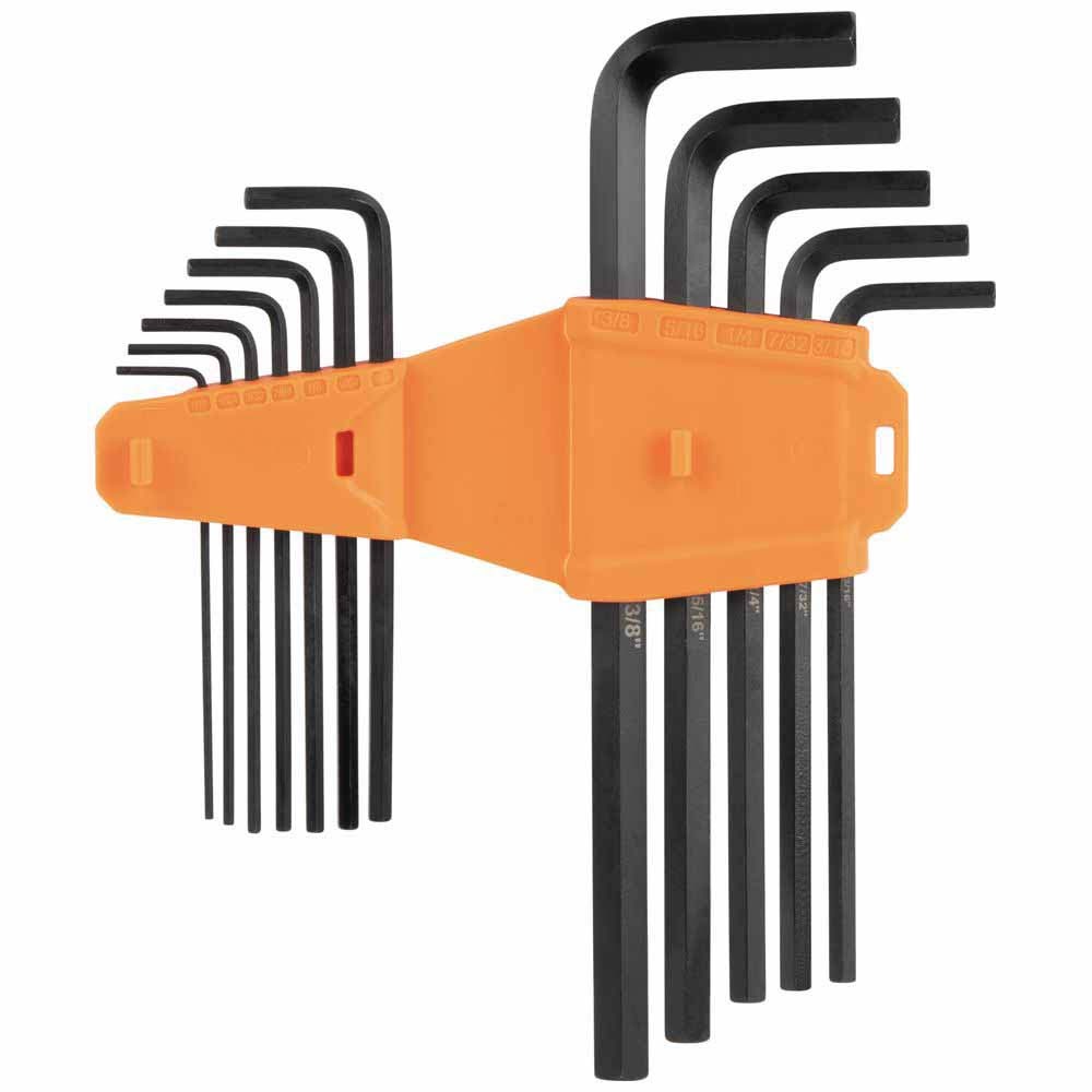 Klein LS12 L-Style Long Hex Key Set, SAE, 12-Piece