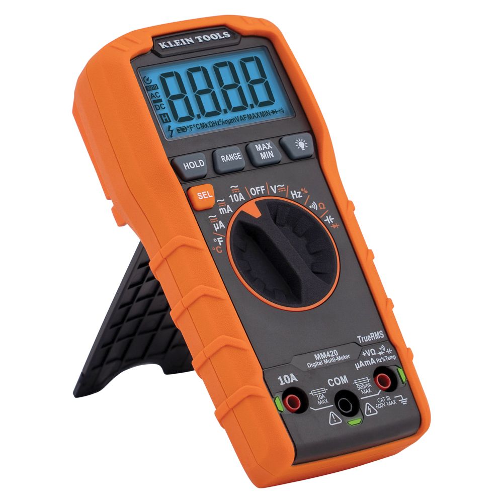 Klein MM420 Digital Multimeter, TRMS Auto-Ranging, 600V, Temp