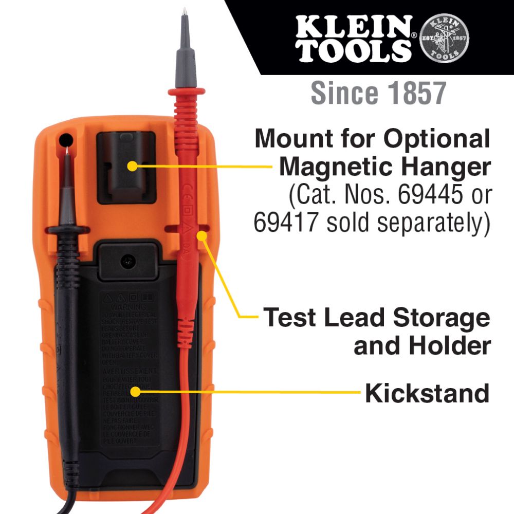 Klein MM420 Digital Multimeter, TRMS Auto-Ranging, 600V, Temp