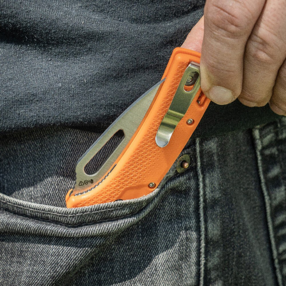 Klein OFK000ORT KTO Resurgence Fishing Knife, Drop Point Blade, Orange Handle