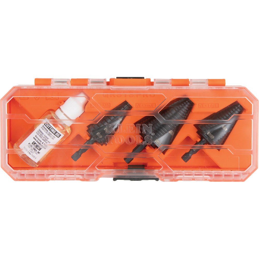 Klein QRSTSPRO Premium Electrician's Quick Release Step Bit Set, 3 Piece