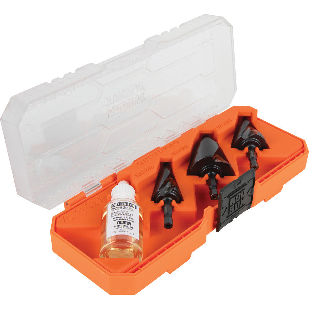 Klein QRSTSPRO Premium Electrician's Quick Release Step Bit Set, 3 Piece