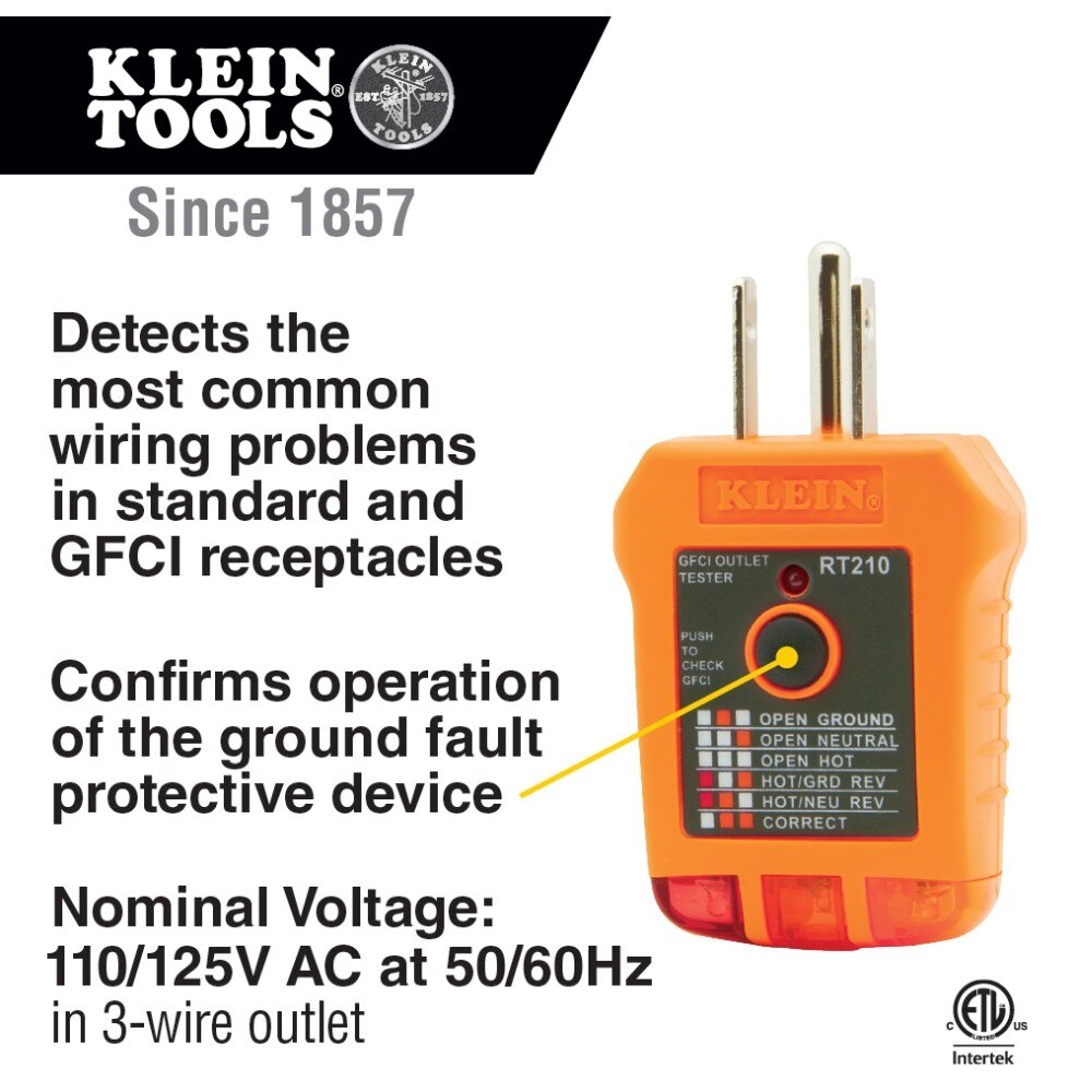 Klein RT210 GFCI Receptacle Tester