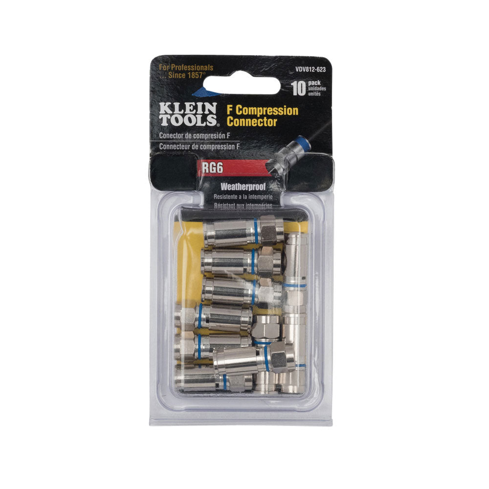 Klein Tools VDV812-623 Weatherproof F-Compression Connectors RG6 10-Pack
