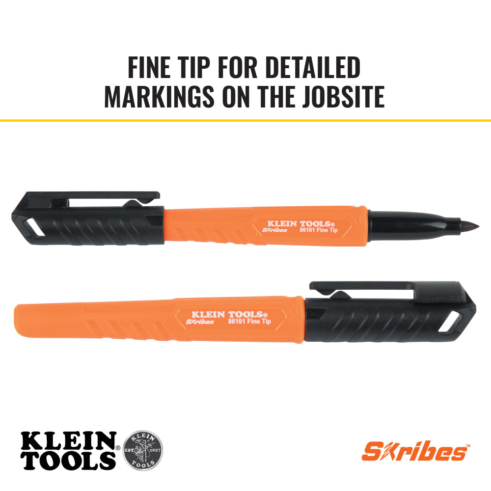 Klein 861014 Skribes Fine Tip Permanent Markers, Black, 4-Pack