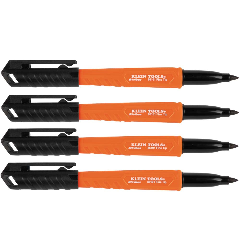 Klein 861014 Skribes Fine Tip Permanent Markers, Black, 4-Pack