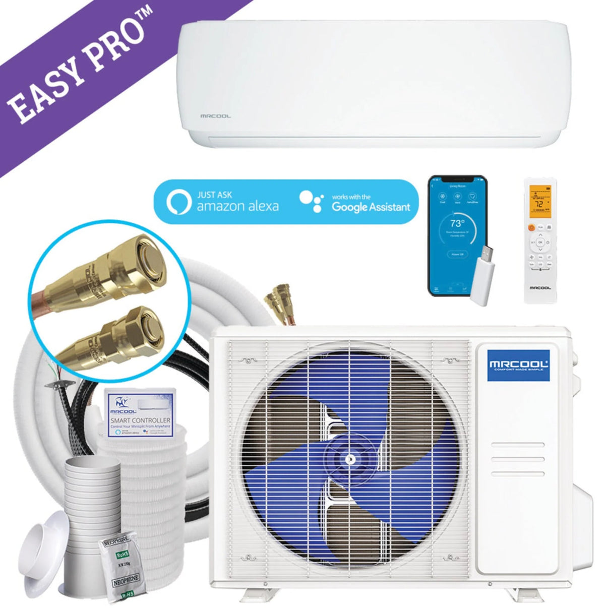 MRCOOL - DIY 5th Gen Easy Pro - 2 Ton / 24,000 BTU Ductless Mini Split Air Conditioner & Heat Pump - 18.9 SEER2 - R454B - 230V - Freedom HVAC Supply