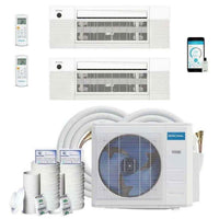 MRCOOL DIY Mini Split - 21,000 BTU 2 Zone Ceiling Cassette Ductless Air Conditioner and Heat Pump with Install Kit Select LIne Set Length