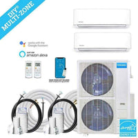 MRCOOL DIY Mini Split - 48,000 BTU 2 Zone Ductless Air Conditioner and Heat Pump with 16 ft. Install Kit, DIYM248HPW01C00