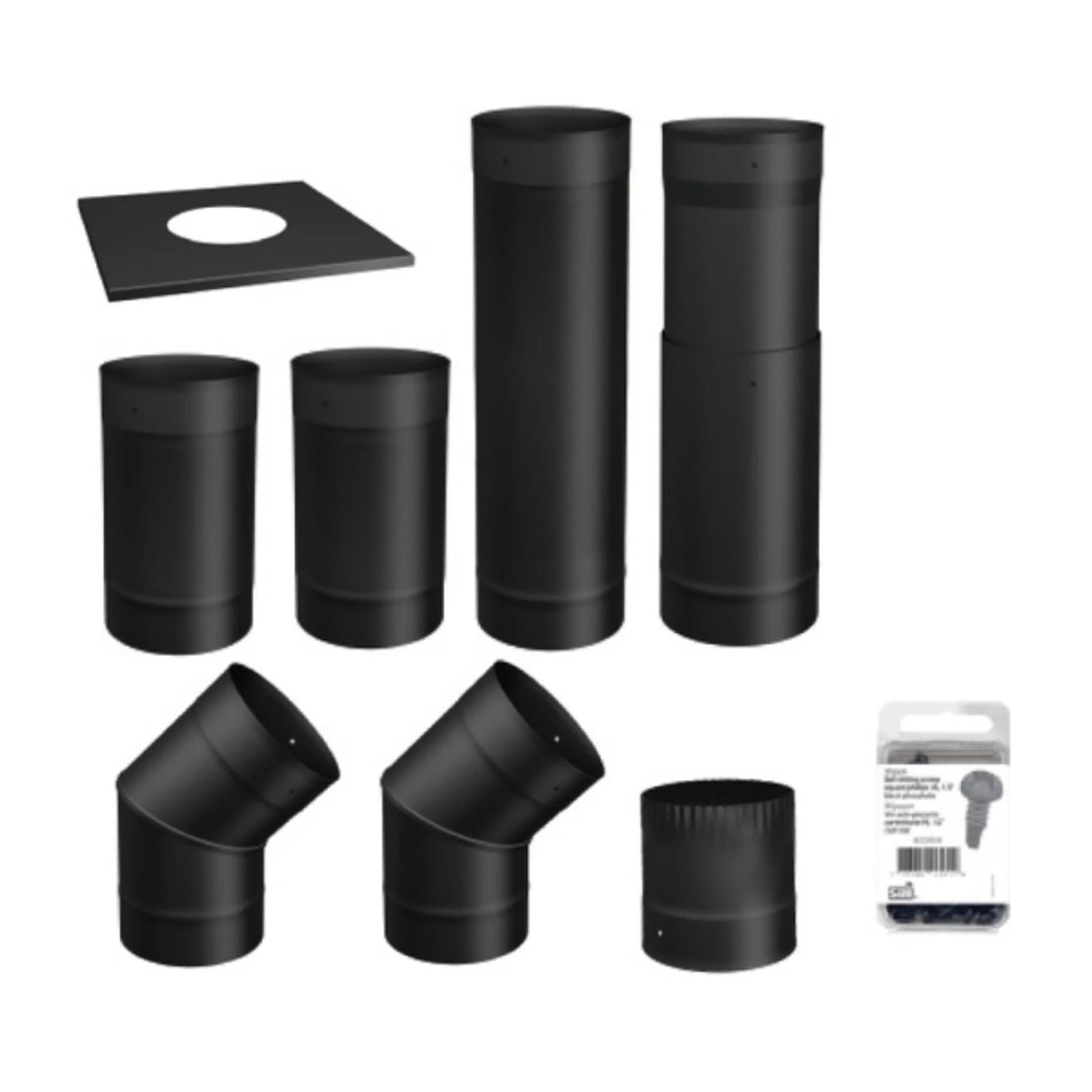 Drolet - 6"Ø Black Single Wall Pipe Kit - To the Wall - Freedom HVAC Supply