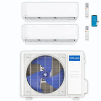 MRCOOL DIY 18,000 BTU 2-Zone Complete Mini Split Heat & A/C System – 4th Gen (S&D Condenser + (X2) 9K NEW Air Handlers + (X2) Pre-Charged DIY Lines)