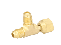 NAVAC F1027 - 1/4″ Access Tee Connector with Flare Nut, 1/4″ SAE x 1/4″ FE SAE Swivel