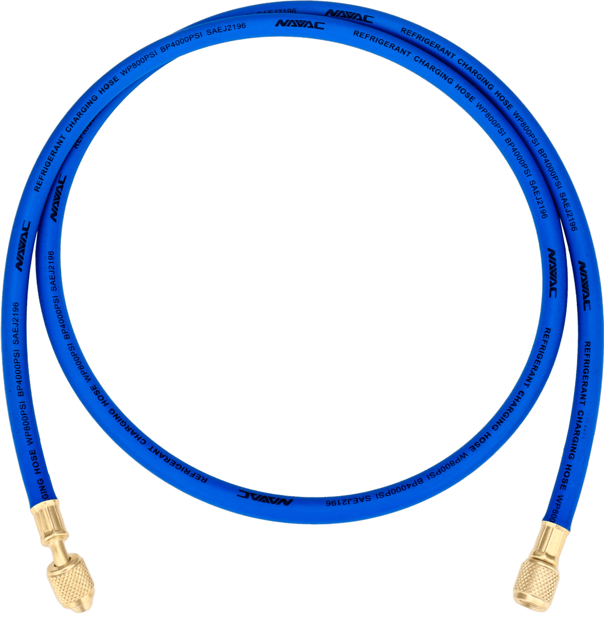 NAVAC NH5B - Individual Refrigerant Hose, 1/4” Charging Hoses, 5 Ft Long, Blue