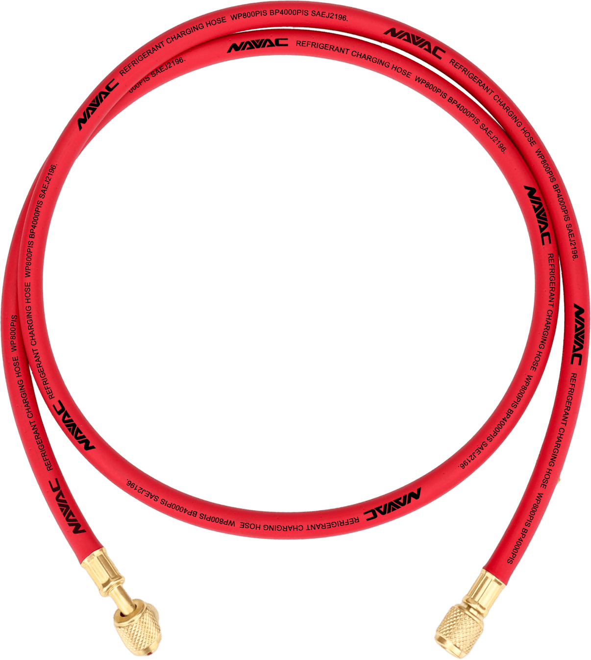 NAVAC NH5R - Individual Refrigerant Hose, 1/4” Charging Hoses, 5 Ft Long, Red