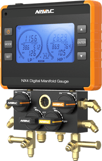 NAVAC NX4 - NEXUS™ Digital Manifold Gauge with 4 valves, including a 3/8″ vacuum port
